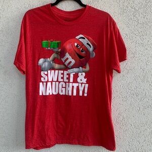 Red m&m  sweet & naughty Christmas T shirt.